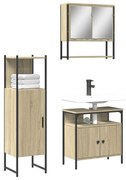 vidaXL 3 pcs conj. móveis casa banho derivados madeira carvalho sonoma