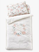 Capa de edredon para bebé, tema Eau de Rose branco claro liso com motivo