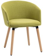 HOMCOM Cadeira de Sala de Jantar Estofada em Linho Sintético com Apoio para os Braços e Pés de Madeira 57x56x72cm Verde