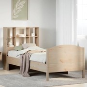 vidaXL Cama com estante sem colchão 100x200 cm pinho maciço