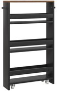 HOMCOM Carrinho de Armazenamento Sobre Rodízios com 3 Níveis de Armazenamento 51,5x13x80 cm | Aosom Portugal