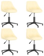 Cadeiras de jantar giratórias 4 pcs veludo cor creme