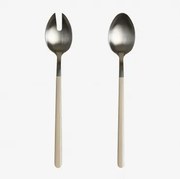 Conjunto De 2 Talheres Para Salada Em Aço Inoxidável Cressida Tapioca Bege - Sklum