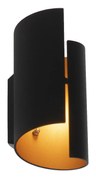 LED Candeeiro de Parede Inteligente Preto com Interior Dourado com Wifi G9 - Faldo Moderno