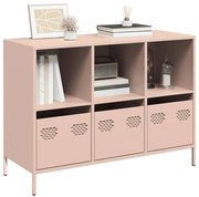 vidaXL Aparador 101,5x39x73,5 cm aço laminado a frio rosa