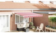 Toldo retrátil automático listrado vermelho e branco 300 x 250 cm
