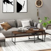 vidaXL Mesas de centro 2 pcs derivados de madeira carvalho castanho