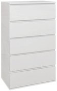 HOMCOM Cómoda com 5 Gavetas de Madeira Cómoda de Dormitório Cómoda Branca para Sala de Estar Estilo Moderno 53x33x100 cm Branco