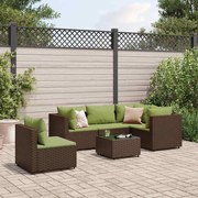 vidaXL 6 pcs conj. lounge jardim c/ almofadões 6 pcs vime PE castanho