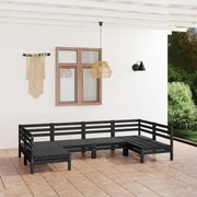vidaXL 6 pcs conjunto lounge de jardim pinho maciço preto