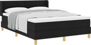 vidaXL Cama Box com colchão com cabeceira Preto 200 x 140 cm Poliéster