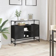 vidaXL Aparador c/ tampo de vidro 98x35x81 cm derivados madeira preto