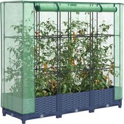 vidaXL Canteiro elevado com cobertura para estufa, estilo rattan, 120x40x123 cm