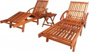 Espreguiçadeiras com mesa 2 pcs madeira acácia maciça