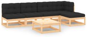 vidaXL 6 pcs conjunto lounge de jardim c/ almofadões pinho maciço