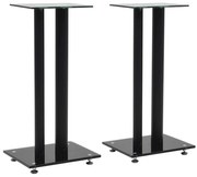 vidaXL Suportes colunas 2 pcs vidro temperado design 2 pilares preto