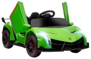 HOMCOM Carro Elétrico Lamborghini 12V Velocidade Máxima 7 km/h com Controlo Remoto MP3 Luzes e Cinto de Segurança 111x61x45 cm Verde | Aosom Portugal