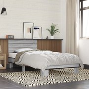 vidaXL Estrutura de cama derivados de madeira e metal cinzento sonoma