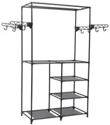 vidaXL Suporte para roupas aço e tecido não tecido 87x44x158 cm preto