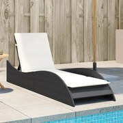 vidaXL Espreguiçadeira com almofadão 60x205x73 cm vime PE preto