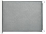 PawHut Barreira de Segurança para Cães Extensível Grade Retrátil para Animais de Estimação 5,5-115x5,5x82,5cm Cinza | Aosom Portugal