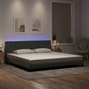 vidaXL Estrutura de cama c/ luzes LED 200x200 cm veludo cinzento-claro