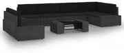 vidaXL 8 pcs conjunto lounge de jardim c/ almofadões vime PE preto