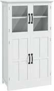 HOMCOM Aparador para Sala Armário Multi-Arrumação 2 Armários Portas de Vidro 4 Prateleiras de Madeira Branco | Aosom Portugal
