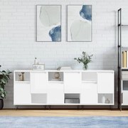 vidaXL Aparadores 3 pcs derivados de madeira branco brilhante