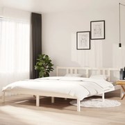 Estrutura de cama super king 180x200 cm madeira maciça branco