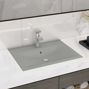 vidaXL Lavatório c/orifício torneira 60x46cm cerâmica cinza-claro mate