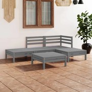 vidaXL 5 pcs conjunto lounge de jardim pinho maciço cinzento