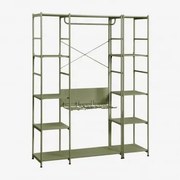Armário Modular Aberto De 2 Peças Com Prateleira Em Ferro Elviah Verde Azeitona Intenso - Sklum