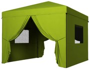 Outsunny Tenda Dobrável 3x3 m Tenda de Jardim com 4 Paredes Laterais 2 Janelas de Malha Altura Ajustável Impermeável e Anti-UV Verde