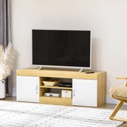 Móvel para TV Móvel para Sala de Estar Moderno com 2 Portas com Puxador e Armazenamento de 2 Níveis para Televisores de até 60 Polegadas para Dormitór