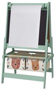 AIYAPLAY Cavalete Crianças 3 em 1 Arte Rolo Papel Quadro 2 Cestas Armazenamento Criatividade 54x46,5x93 cm Verde | Aosom Portugal