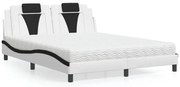 vidaXL Cama com colchão 160x200 cm couro artificial preto e branco
