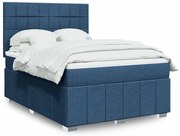 vidaXL Cama com molas/colchão 140x200 cm tecido azul