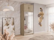 Roupeiro Novduni 119, Carvalho sonoma, 246x90x53cm, 110.3 kg, Portas para roupeiro: Com dobradiças