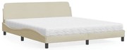 vidaXL Cama com colchão 180x200 cm tecido cor creme