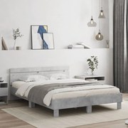 vidaXL Estrutura cama cabeceira e luzes LED 150x200cm cinzento cimento