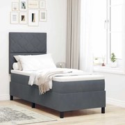 Cama Box Spring vidaXL com Colchão &amp; LED Cinza Escuro 80x200 cm Veludo