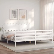 vidaXL Estrutura de cama com cabeceira 200x200cm madeira maciça branco