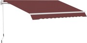 Outsunny Toldo Manual Retrátil 3,5x2,5 m com Ângulo Ajustável Manivela, Estrutura de Alumínio e Proteção UPF30+ Vinho Tinto | Aosom Portugal