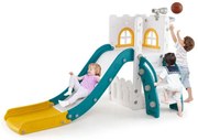 Conjunto de escorregador e escalada para playground interno 9 em 1 para crianças - rosa e cinza