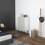 Cómoda de Quarto Moderna Cómoda de Madeira com 4 Gavetas e Pés Metálic