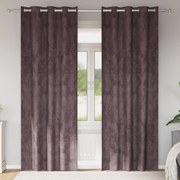 Cortinas de Veludo Castanhas 2 pcs com Ilhós 245x140 cm