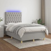 vidaXL Cama box spring c/ colchão e LED 120x200 cm tecido cinza-claro