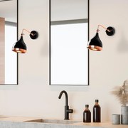 Aplique de Parede Yildo – Preto e Cobre – 14 x 32 x 26 cm