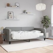 Sofá-cama com colchão 100x200 cm tecido cinzento-claro